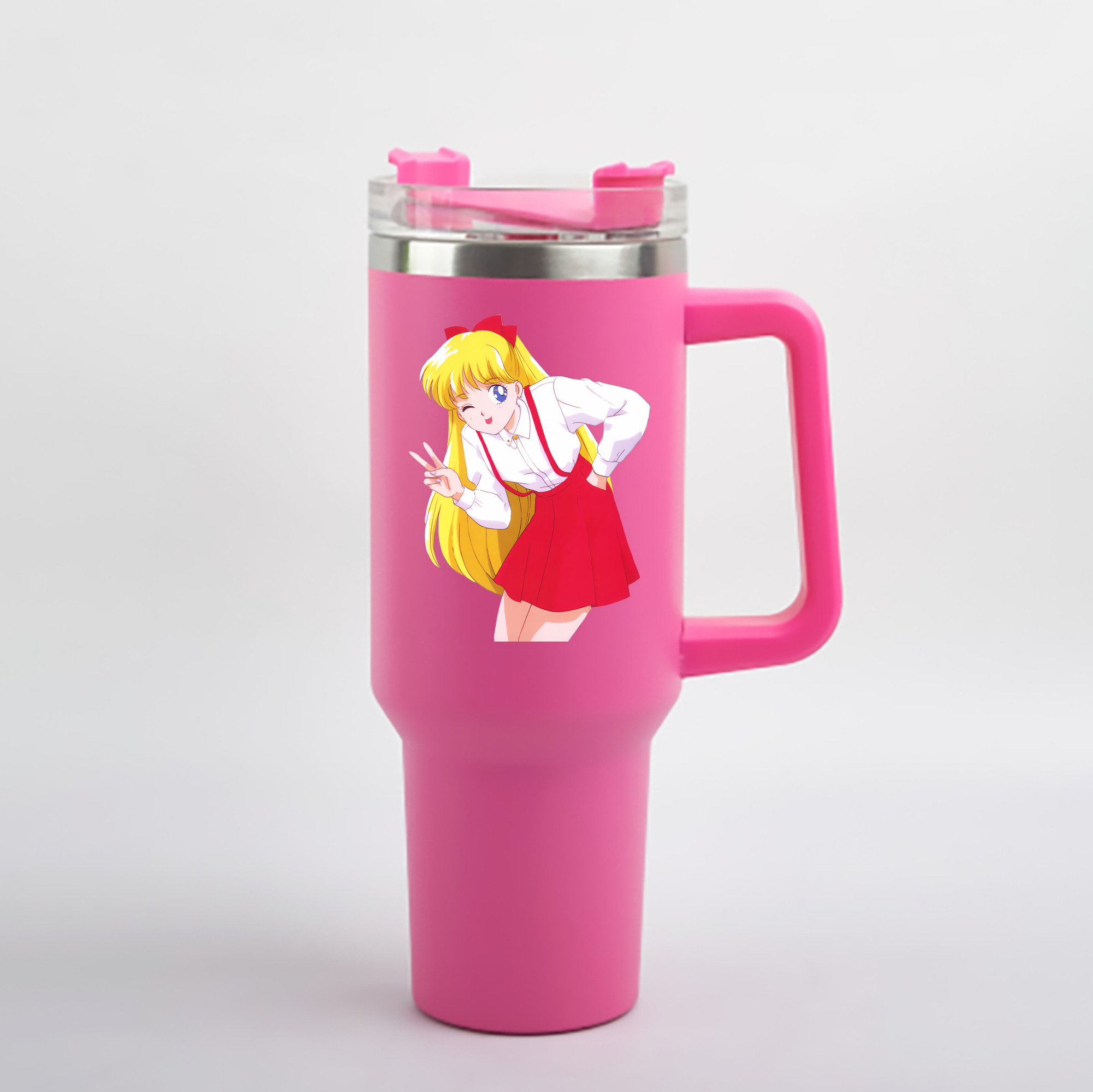 （画像用） 美少女戦士セーラームーン 愛野 美奈子 あいの みなこ Sailor Moon Aino Minako 1200mL車用タンブラー - クリスタルステッカー（プラスチックストロー付き）